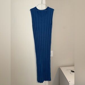 Ribbed Sleeveless Maxi Dress in Deep Blue